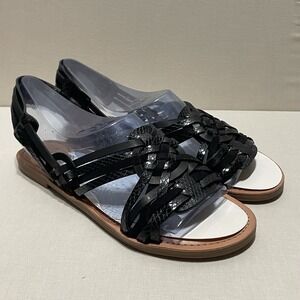 Carlos Santana Womens 6 Black Woven Strappy Flat Sandals NWOT
